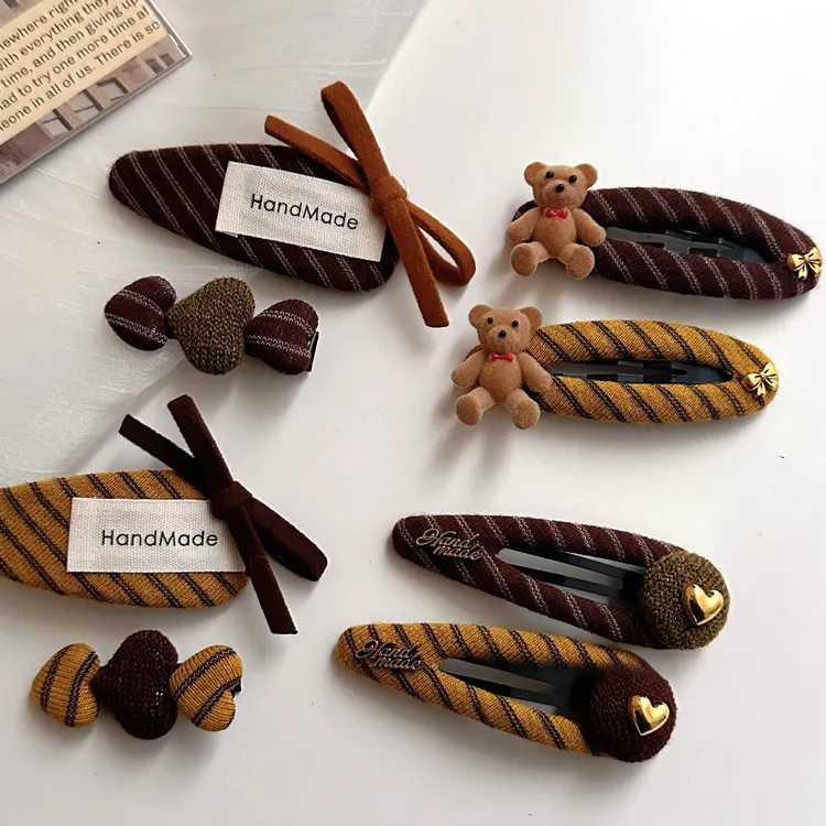 秋冬新款植绒小熊蝴蝶结碎发bb夹发卡发夹可爱甜美刘海夹发饰女