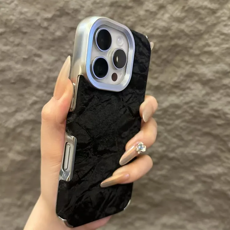 电镀绒布雪山纹适用苹果17/16promax手机壳iPhone15简约14软套13