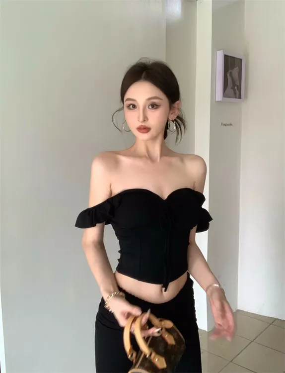 纯欲性感辣妹抹胸抽绳吊带背心女2025夏季新款显瘦休闲裤子套装潮