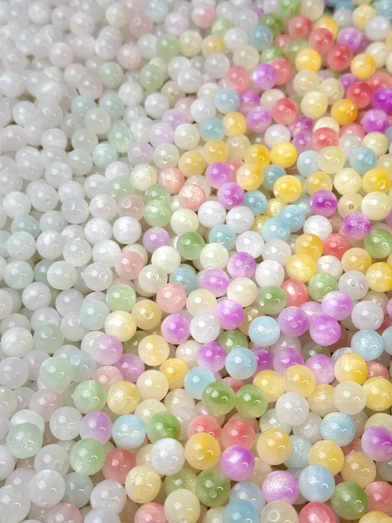 （个人单）鎏金珠10mm紫外线光变树脂珠手工diy饰品散珠儿童手工