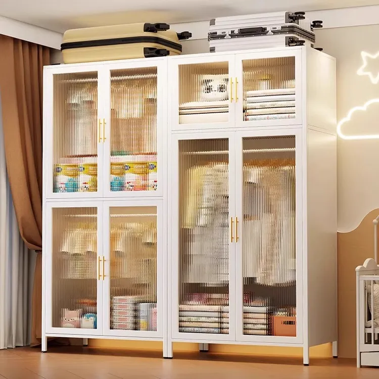 钢制衣柜卧室家用出租房金属铁艺收纳柜子宝宝衣橱儿童简易衣柜