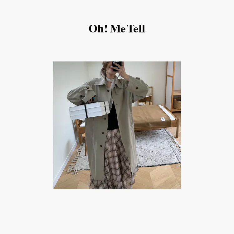 Oh！Me Tell【秦岚/蔡文静同款】高智感松弛感通勤轻盈飘逸风衣外套 