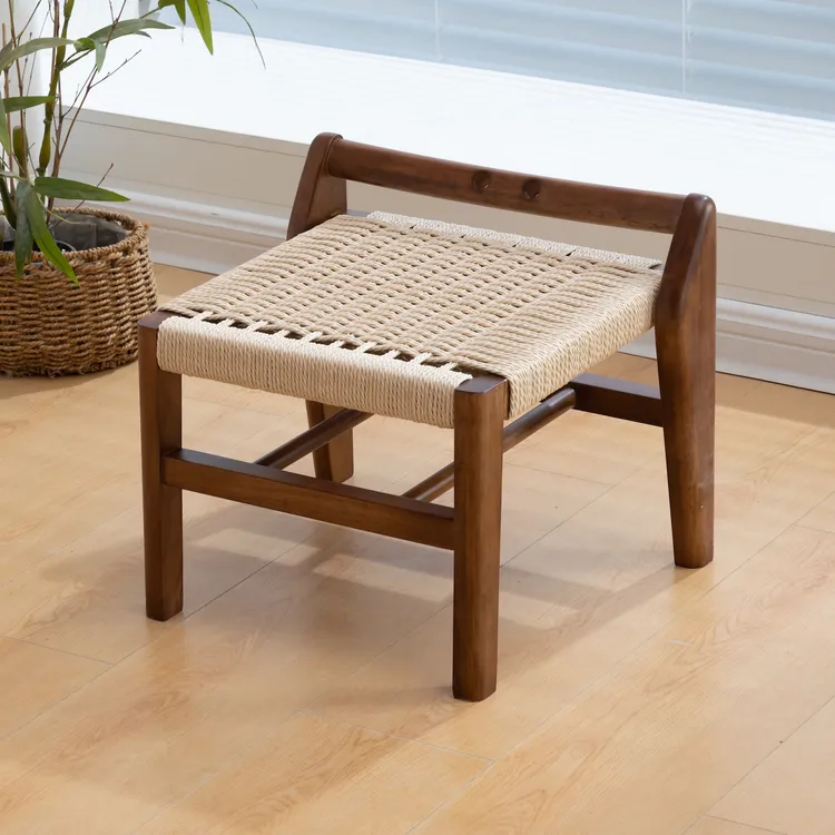30cm高藤编编织小凳子家用矮凳穿鞋换鞋凳方凳实木客厅原木茶几凳