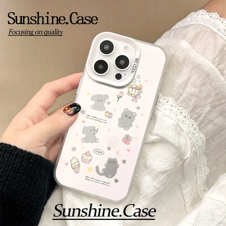 【彩银】甜品小猫接适用于苹果16promax华为vivo小米oppo防摔手机壳