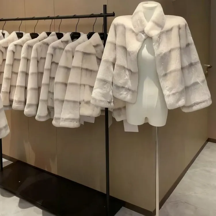 雪山晕染仿獭兔毛外套双色渐变皮毛一体高级质感宽松毛毛上衣冬季