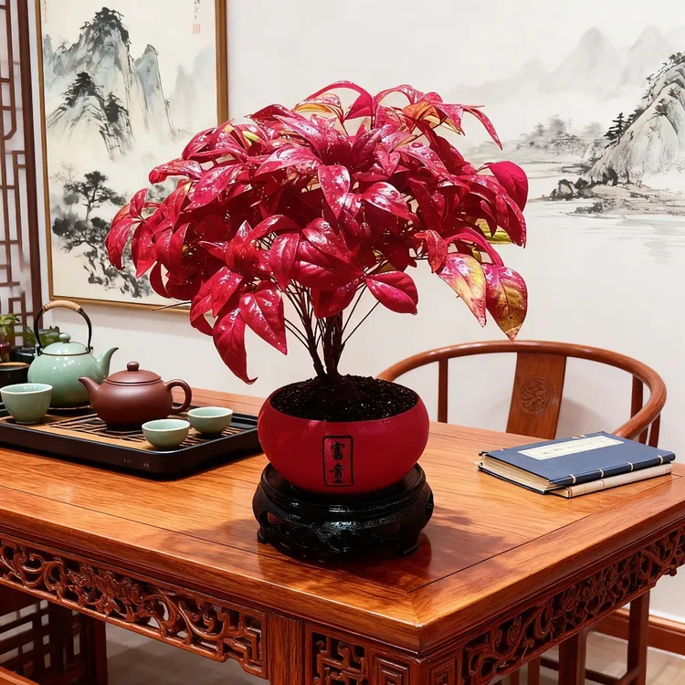 火焰南天竹盆栽冬季耐寒植物办公室四季好养盆景茶桌摆件禅意植物