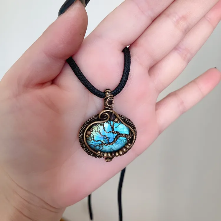 黄铜做旧手工制作生命树首饰编织（可碰水）