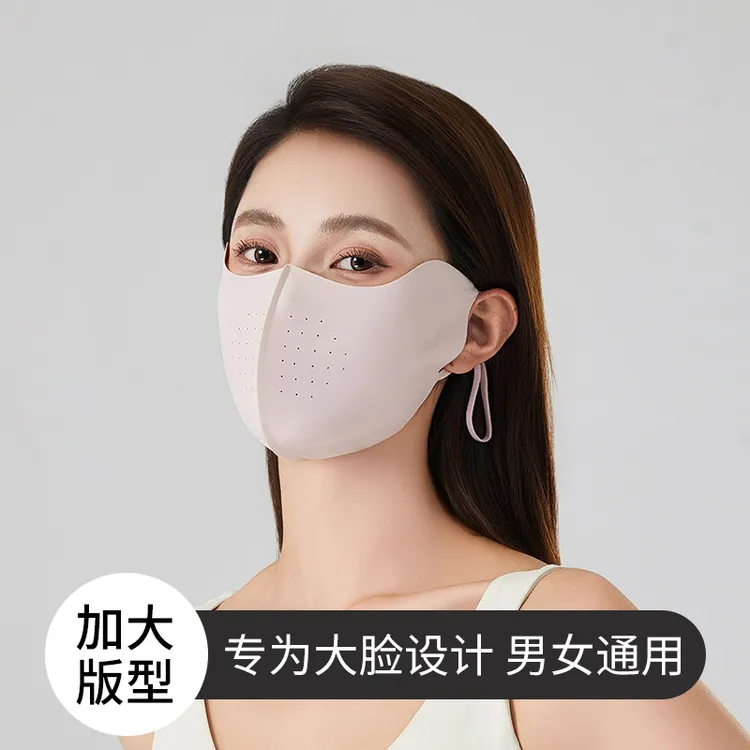轻薄透气加大遮脸夏季无痕锦纶冰丝小凉皮挂耳式防晒口罩防紫外线