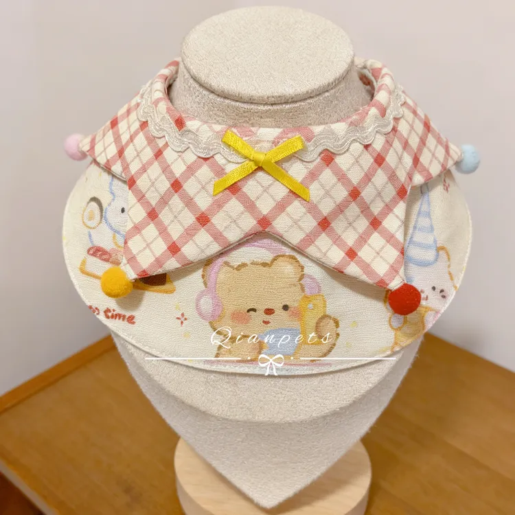 原创手工猫咪狗狗可爱口水巾宠物围脖围兜宠物口水巾