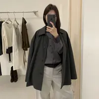 C/23287 韩系简约日常百搭磨砂皮衣外套（配腰带） 9-23