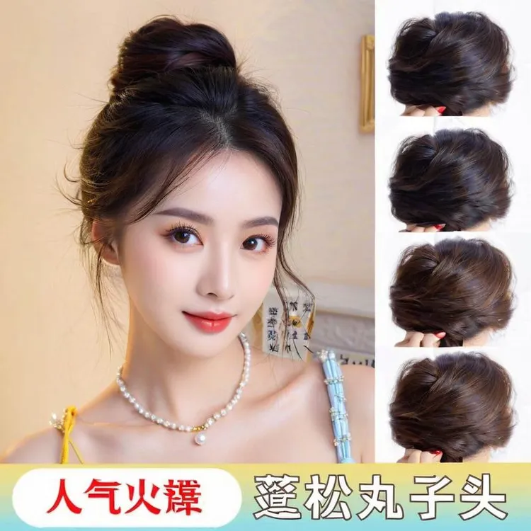 假发发圈丸子头百搭女古风假发包自然盘发圈全真人发精选美丽神器