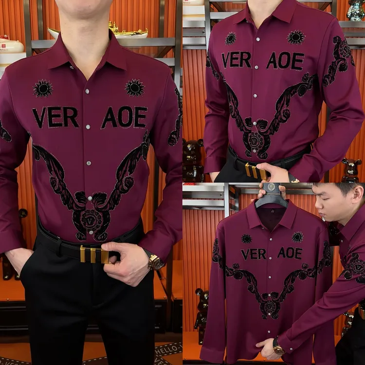 7772家冬季新款加绒保暖四面弹力带钻时尚衬衫