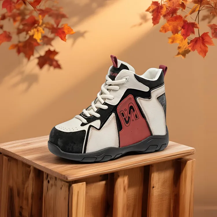 加绒真皮高帮鞋休闲女鞋2025秋冬舒适增高百搭时尚舒适潮鞋韩版