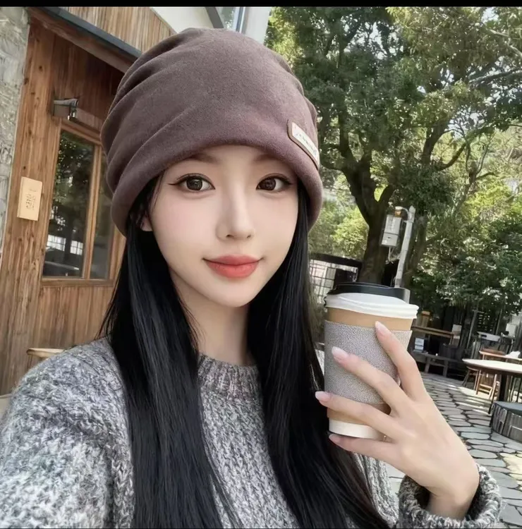 时尚洋气百变扭扭帽百搭帽子包头帽秋冬季针织帽保暖圆顶时尚帽子