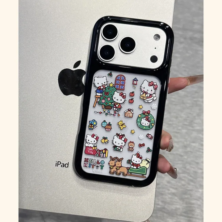 可爱麋鹿猫咪圣诞树适用iphone17promax苹果16pro手机壳15透明14