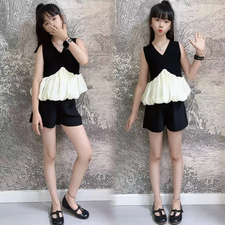 女童套装2025新款夏季儿童洋气时髦背心无袖上衣短裤中大童两件套