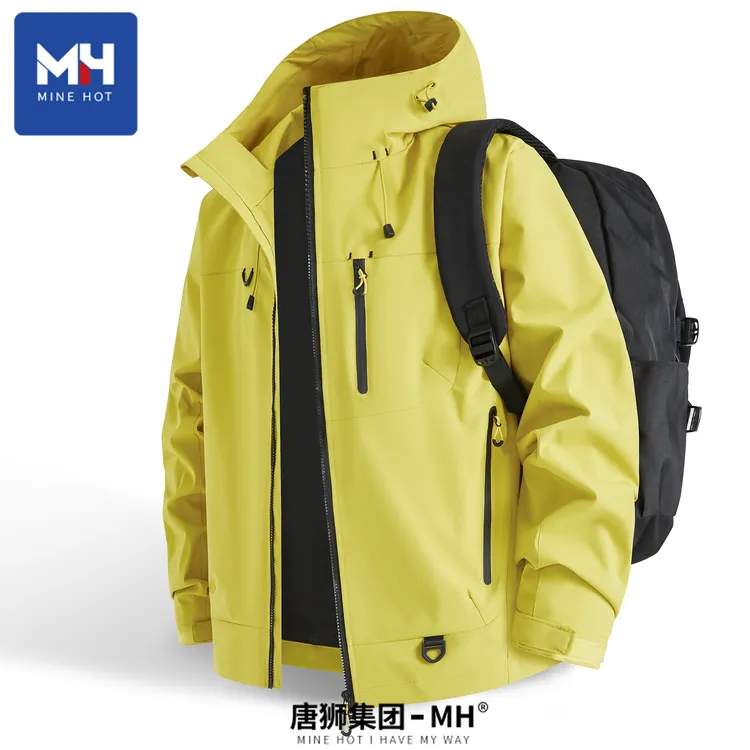 唐狮集团MH户外情侣款冲锋衣男女同款防风防水薄款连帽登山外套男