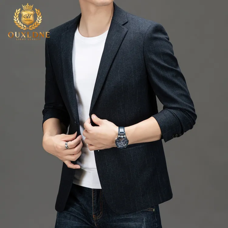 OUXLDNE 男装休闲西服秋季新款商务正装单西上衣时尚韩版西装外套