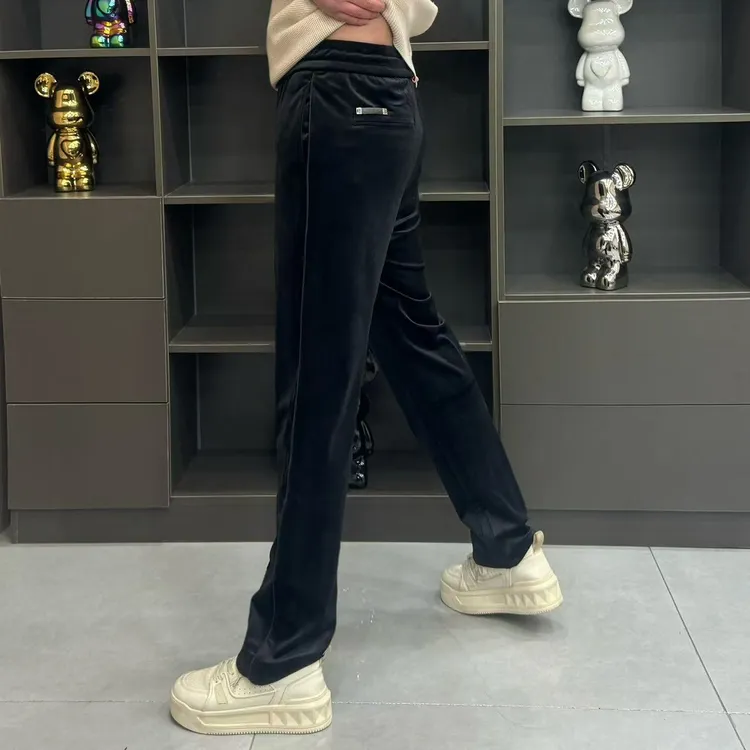 2025男士春季休闲裤丝绒裤子时尚百搭直筒裤阔腿裤轻奢欧货男裤