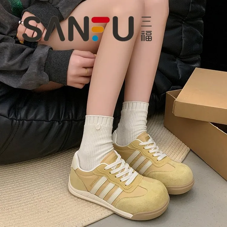 三福厚底内增高德训鞋女2025春夏季新款休闲运动鞋百搭透气阿甘鞋
