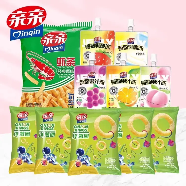 亲亲11件零食组合虾条蒟蒻吸吸洋葱圈果冻美味小吃休闲零食