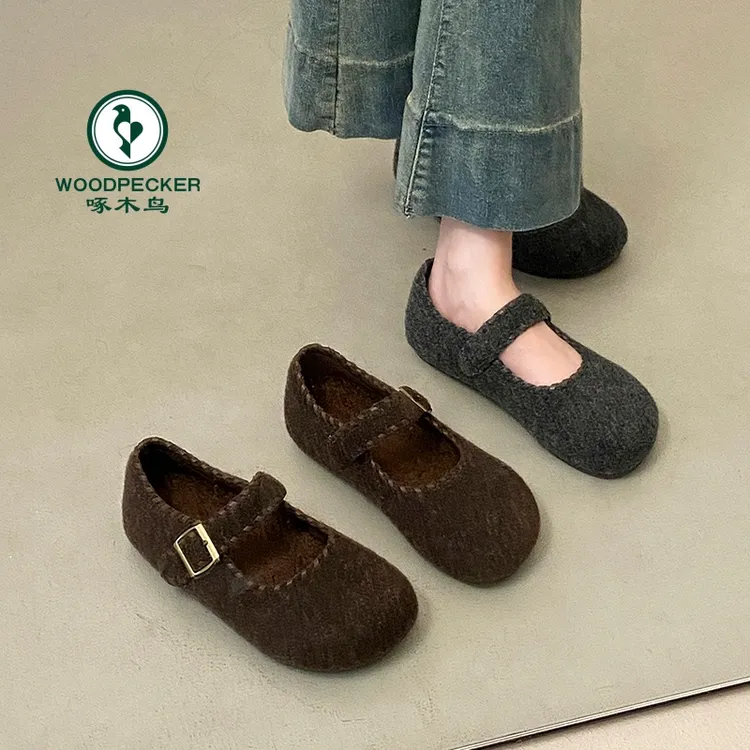 啄木鸟法式内增高浅口勃肯单鞋女秋新款复古一字扣带玛丽珍奶奶鞋