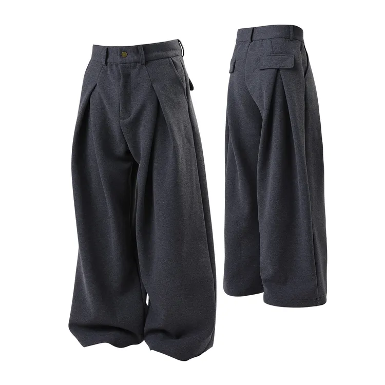 <0868-零捌陆捌>25FW毛呢480g立裁压折阔腿西装裤百搭Cleanfit