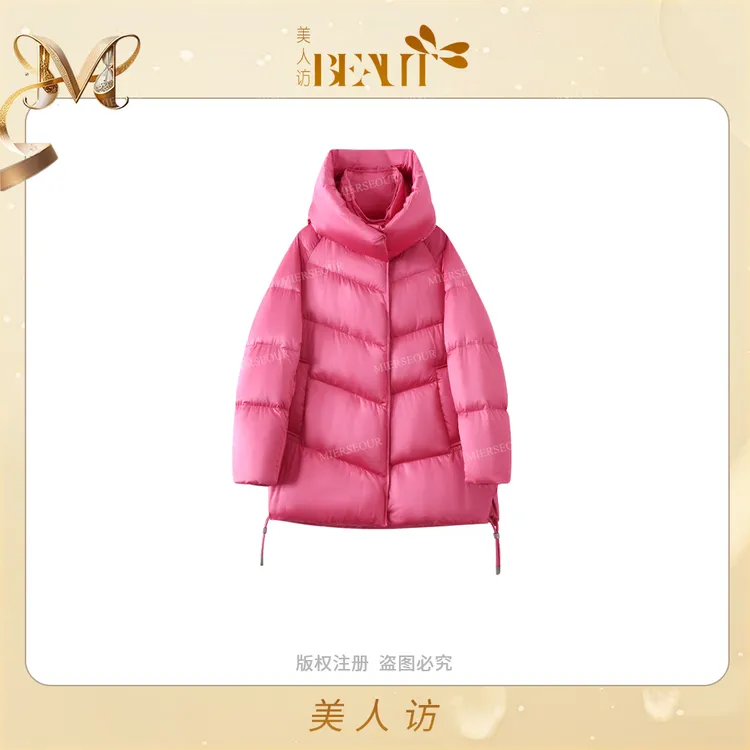 美人访【色彩能量】”高克重90鸭“暖感加厚中长款羽绒服外套13681