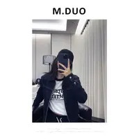 M.DUO （深圳货）重工复古休闲明线双拉链百搭翻领牛仔夹克外套3197