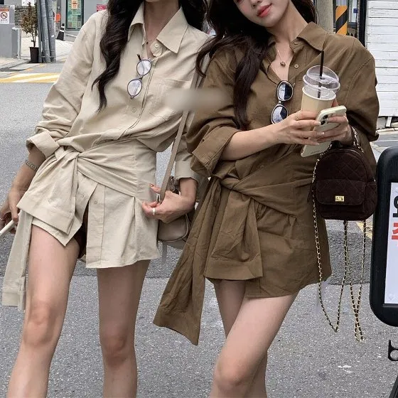 新款2025时尚百搭女法式气质单排扣交叉绑带设计感衬衫女秋季新款