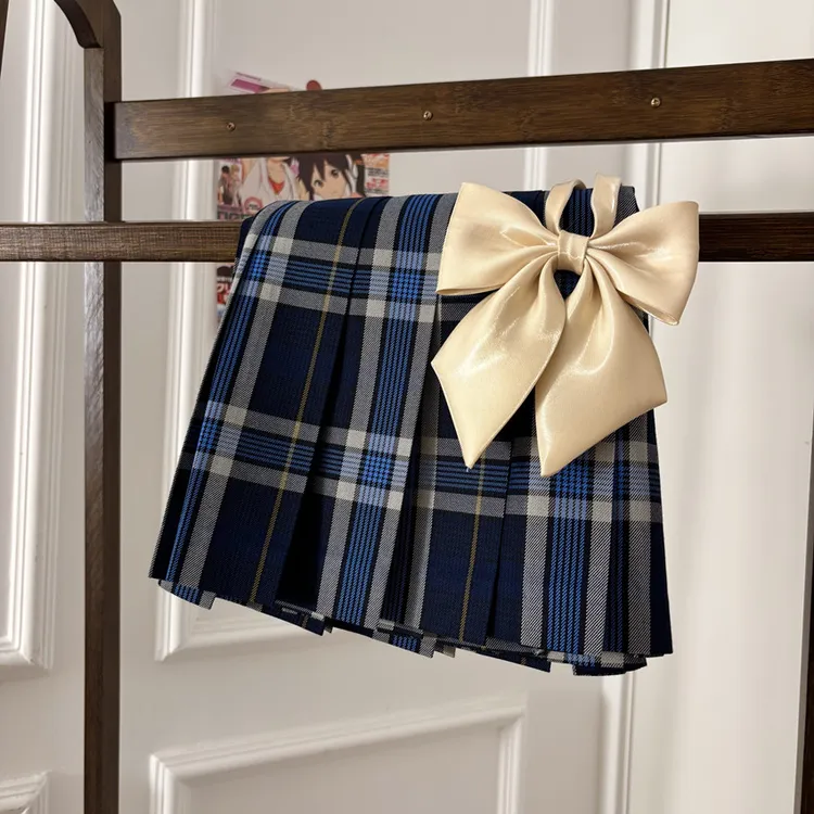 【新航线】小梨月番原创JK蓝格裙日系校供感半身百褶裙学院风短裙