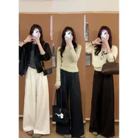 L-2195#『4%桑蚕丝4%绵羊毛』重磅！加厚保暖！百穿不腻慵懒感休闲裤