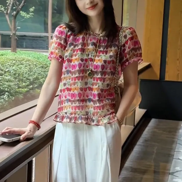 2025夏季新款休闲薄款圆领T恤上衣女小个子时尚短袖百搭显瘦小衫