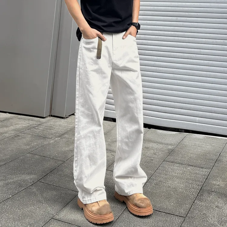 QUALCOMM美式纯色显瘦牛仔裤男款秋季2025新款潮流宽松直筒长裤子