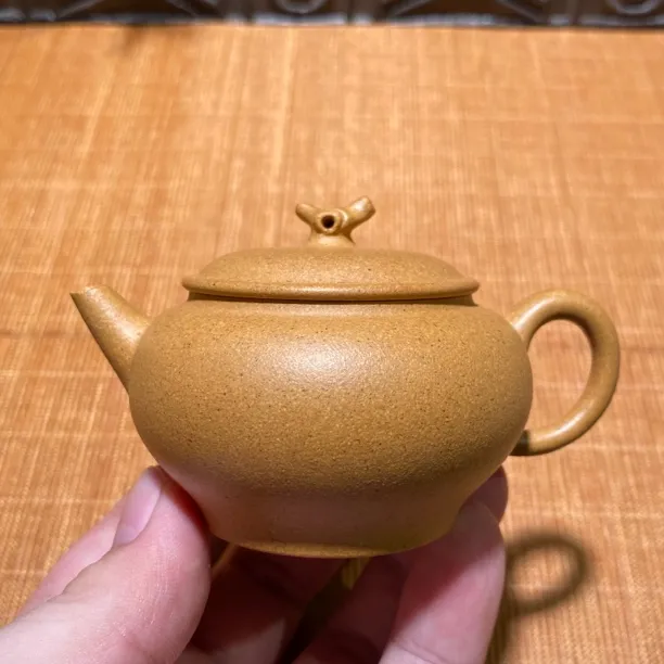 宜兴紫砂壶小品丰收壶原矿黄金段泥100cc手工国潮中国风茶壶中式
