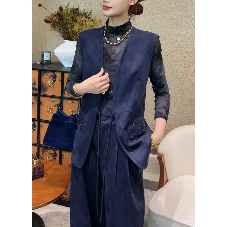 2025春季新款女装时尚套装黑色无袖背心+半身裙两件套春秋款