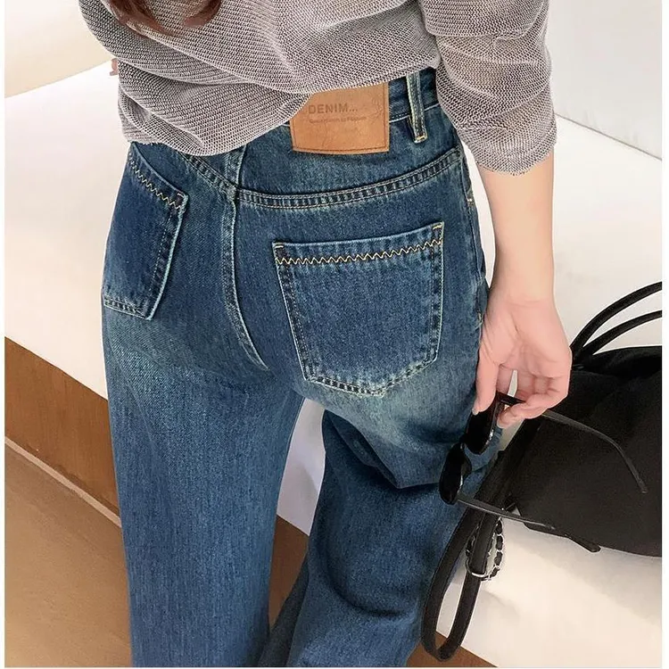 【现货+运费险】2025秋冬新款水洗软牛仔裤女窄版阔腿裤宽松显腿长