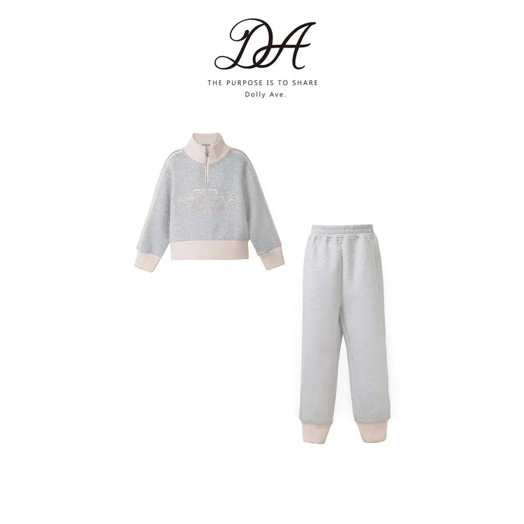 Dolly Ave「少女系列」婉芯 甜美立体刺绣蕾丝边束脚裤女童秋款套装