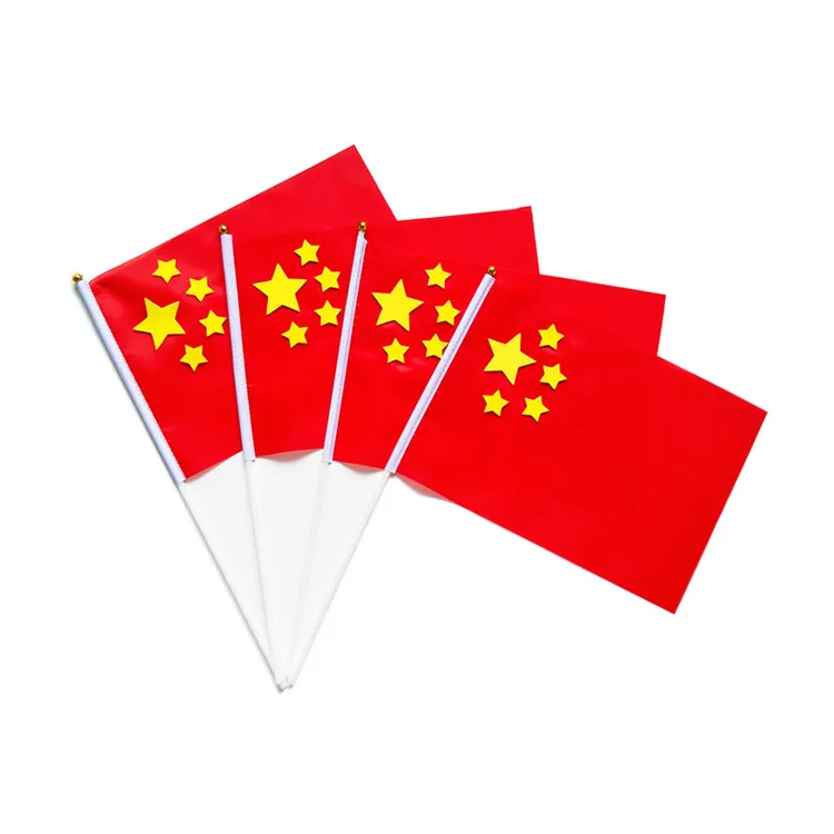 五角星带胶7号国旗 EVA粘贴DIY制作五星红旗 早教认知手摇旗套装