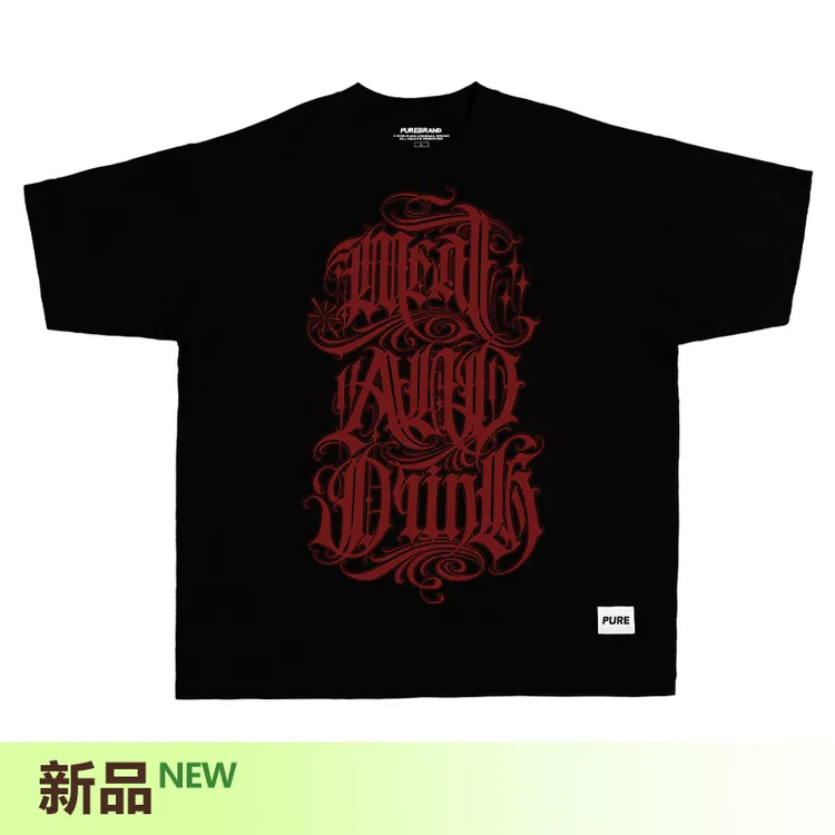 PUREBRAND MAD赛事POPPING街舞花体T恤高级百搭青春流行百搭大众