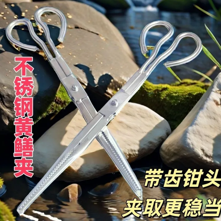 新款加强版实心不锈钢鱼钳防滑防脱黄鳝夹泥鳅钳鳝鱼钳虫子钳
