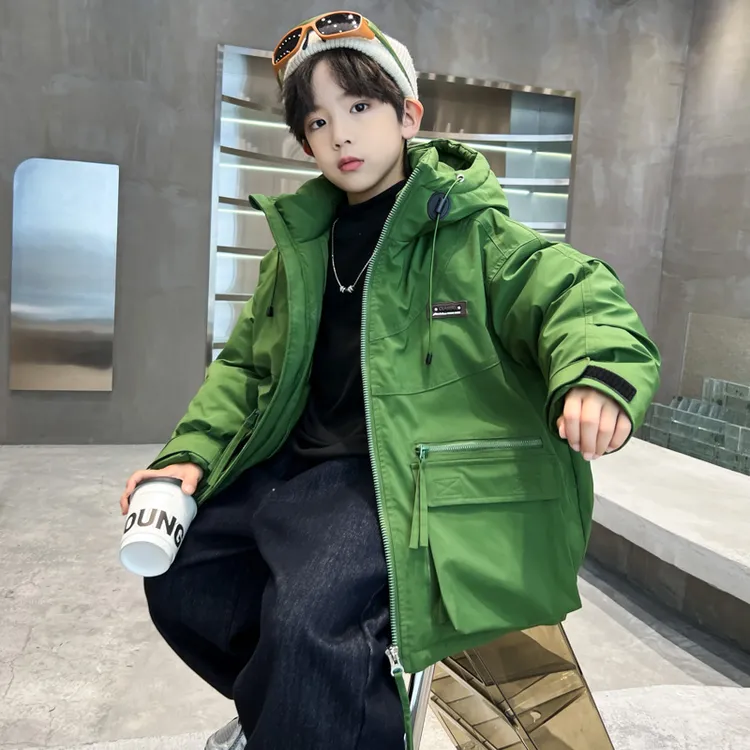 男童冲锋羽绒服冬季加厚2025新款儿童冬装白鸭绒外套大童防寒服潮