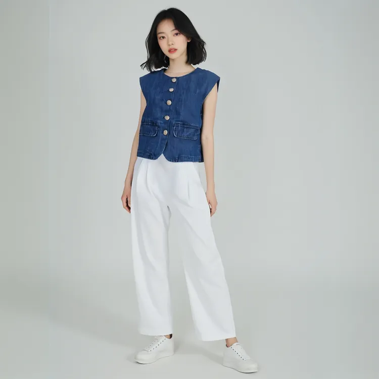 2025春季新款韩版时尚气质百搭破洞牛仔马甲+牛仔短裤两件套女