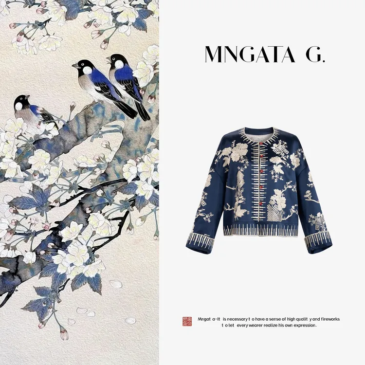 MNGATA G.宫小妍【黎绣•银华】醋酸早秋新中式中国风外套5052676