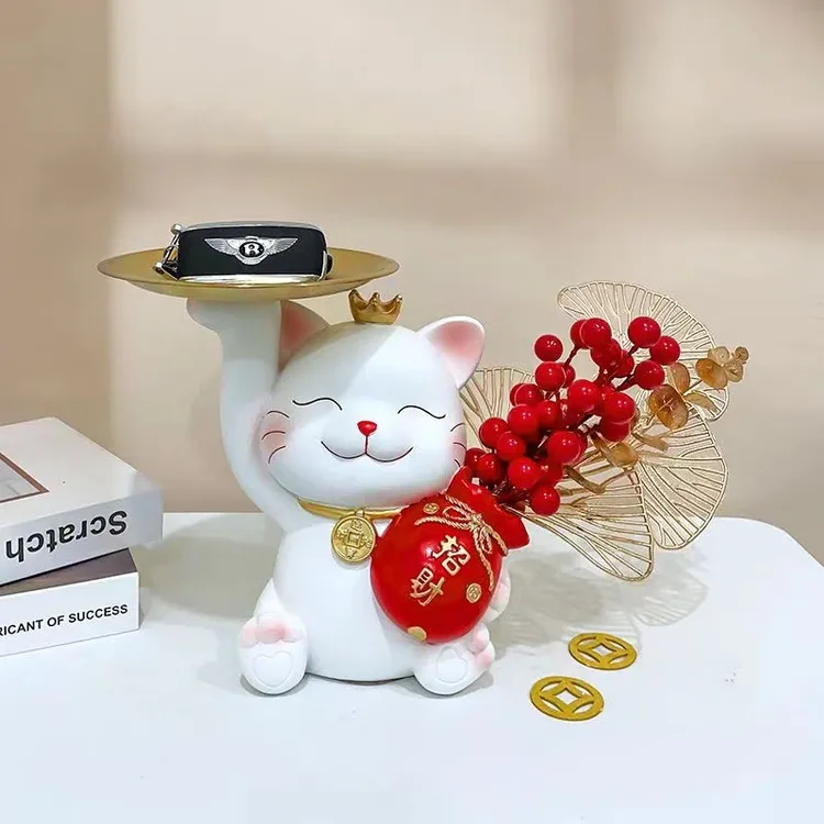招财猫搬家礼物电视柜装饰品摆件入户钥匙收纳创意餐桌入门摆件