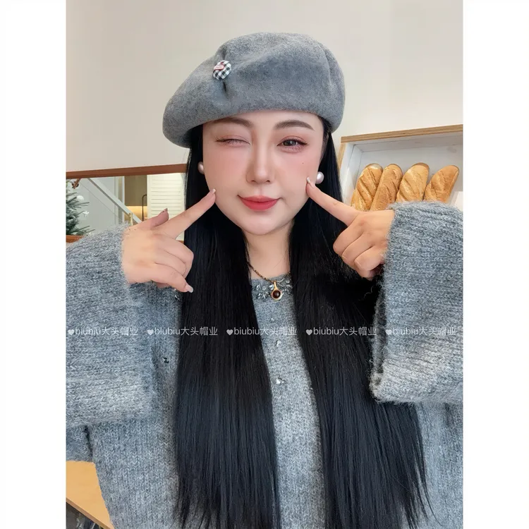 【55cm-65cm】韩国定制大头围“设计师款”显脸小贝雷帽 简约百搭贝雷