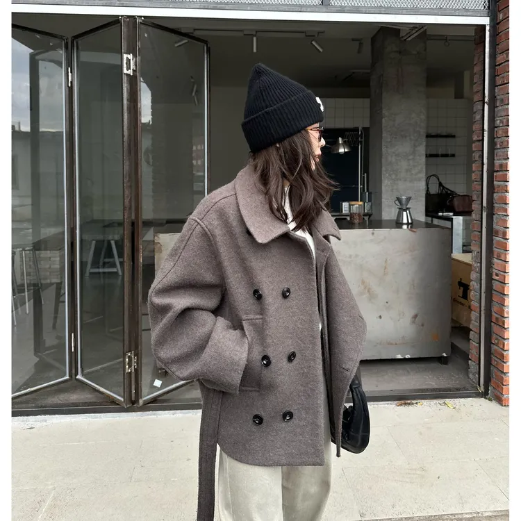 Our2【金*敏喜大衣】秋冬羊毛设计感韩版百搭大衣【X5855】