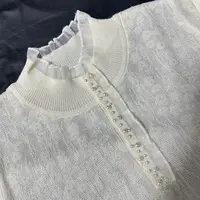 绵羊毛半高领镂空针织毛衣薄款设计感木耳边气质打底毛衣女