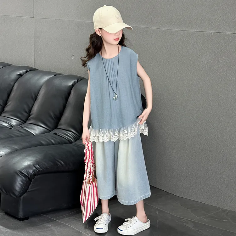 简约潮牌店铺儿童服装2025年新款衣服女童装夏装套装6-12岁高级感