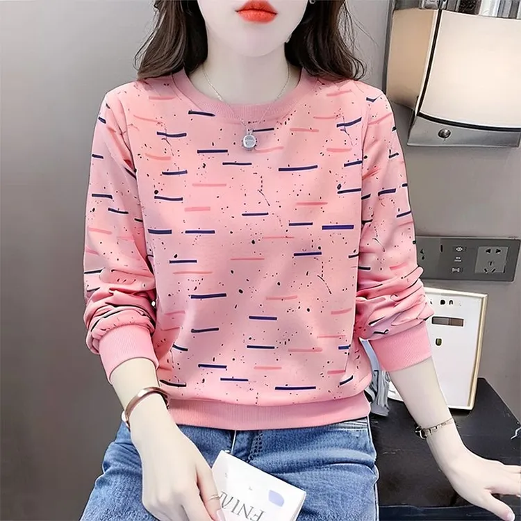 2025秋冬新款卫衣女气质圆领双面德绒打底衫遮肉减龄洋气百搭上衣